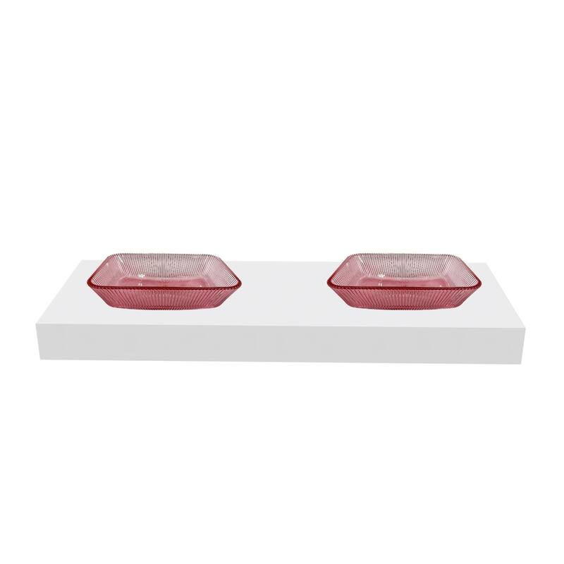 CastelloUSA 18" Rectangle Decorative Pink Crystal Sink With Base - 60"