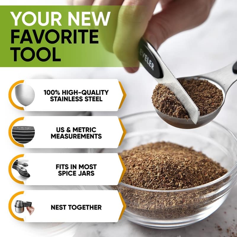 Magnetic Measuring Cups & Spoons Set, Strong Magnets, Set of 15 - Set of 15