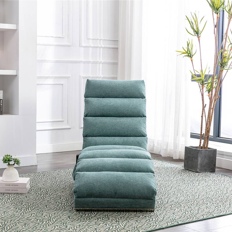 Roomfitters Linen Massage Chaise Lounge with Remote, Ergonomic Long Lounger for Bedroom, Office or Living Room