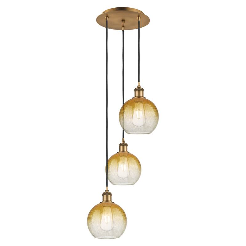 Innovations Lighting Endless Possibilities Ballston - Brookhaven Globe - 3 Light 14" Cord Hung Multi Pendant - Brushed Brass/Amber