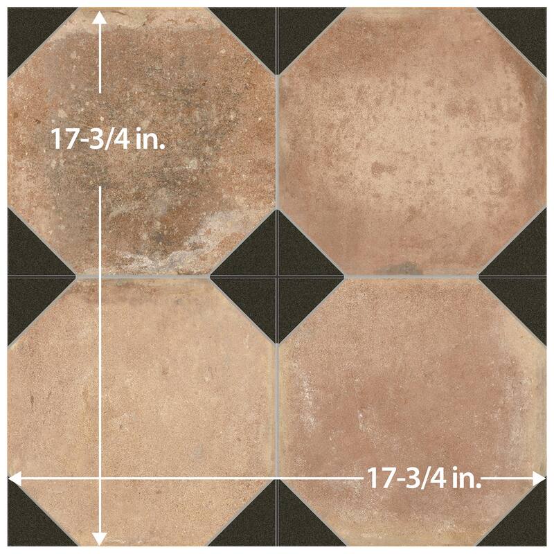 Merola Tile Kings Nonna with Black Corner 17-7/8" x 17-7/8" Porcelain Floor and Wall Tile