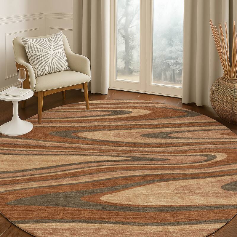 Machine Washable Indoor/ Outdoor Abstract Busey Chantille Rug