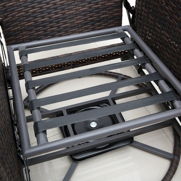 Outsunny Outdoor Rattan Wicker Swivel Recliner Lounge Chair On