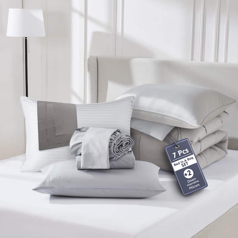 Emperyan Reversible Comforter Set Bed in a Bag with Down Alternative Pillow