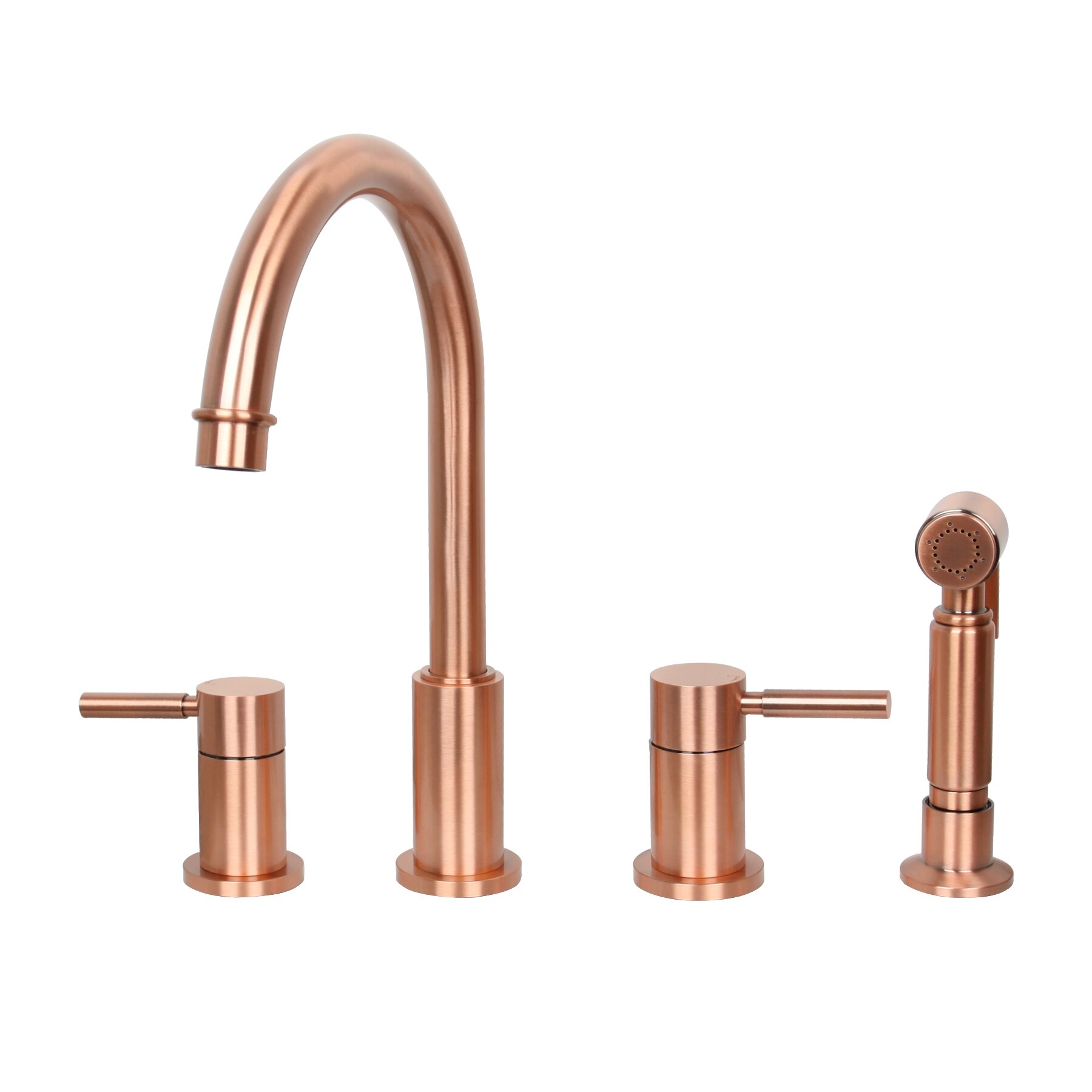Two-Handles Copper Widespread Kitchen Faucet with Side Sprayer