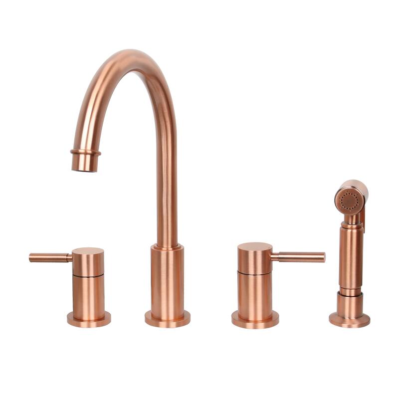 Two-Handles Copper Widespread Kitchen Faucet with Side Sprayer