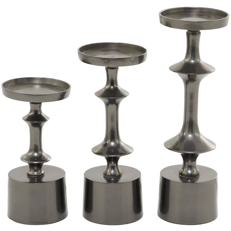 CosmoLiving by Cosmopolitan Black Aluminum Pillar Candle Holder (Set of 3)