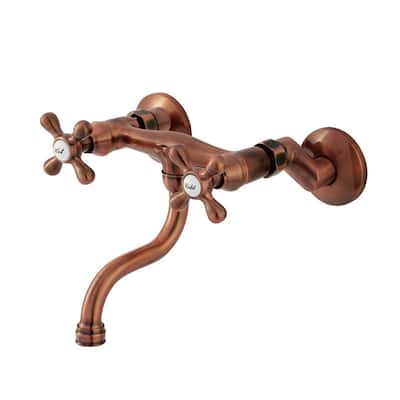 Kingston Brass Kingston Two-Handle 2-Hole Wall Mount Bathroom Faucet
