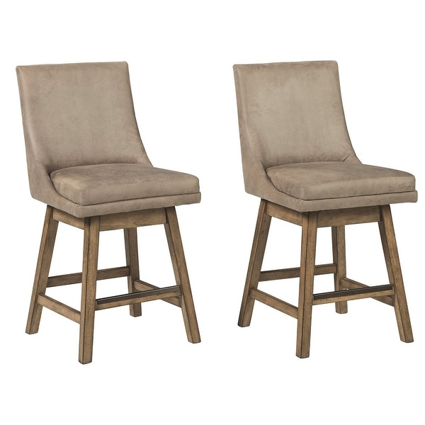 39 Inch Leatherette Padded Swivel Barstool Set of 2 Beige 39 H