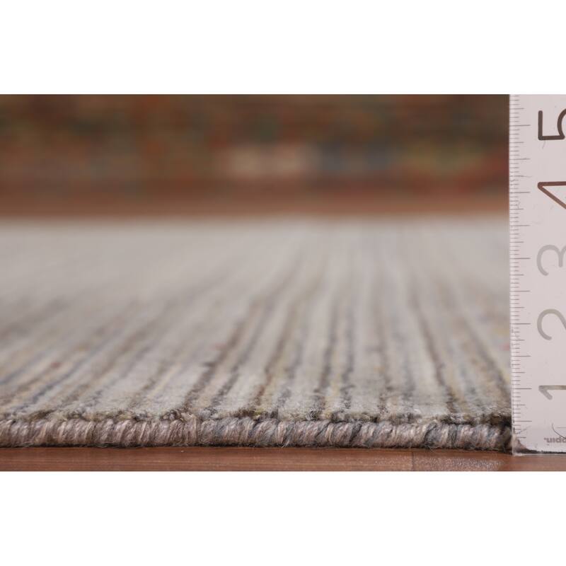 Striped Gabbeh Indian Area Rug Handmade Wool Carpet - 6'0"x 7'11"