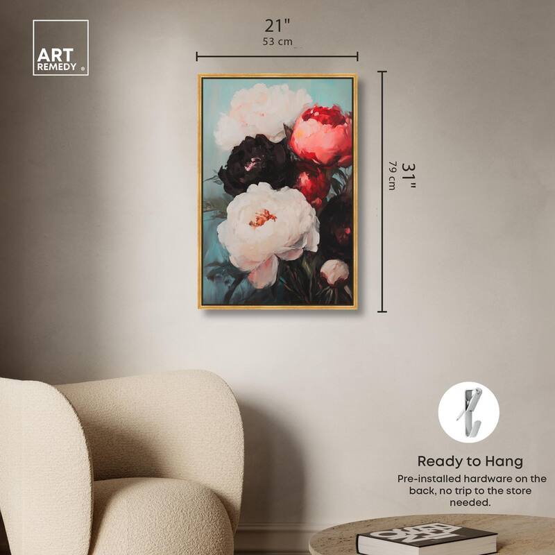 Three Shades of Peony II Canvas by Art Remedy