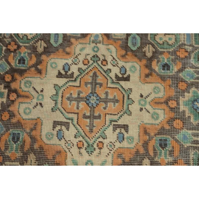Hand Knotted Oriental 100% Wool Carpet Traditional Floral Beige & Ivories Tabriz Area Rug - 9' 3'' X 6' 4''