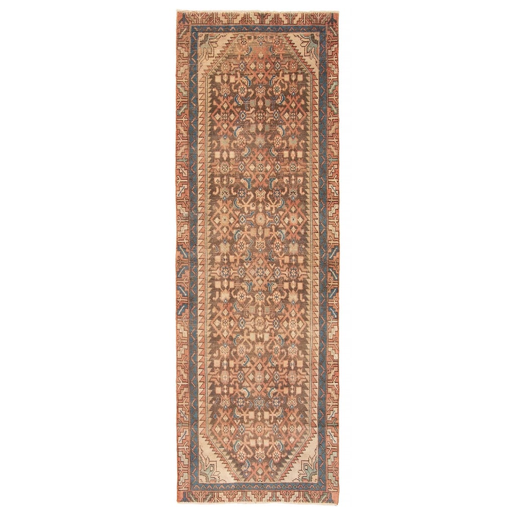 ECARPETGALLERY Hand-knotted Andelz Dark Brown Wool Rug - 2' 11" x 9' 1"