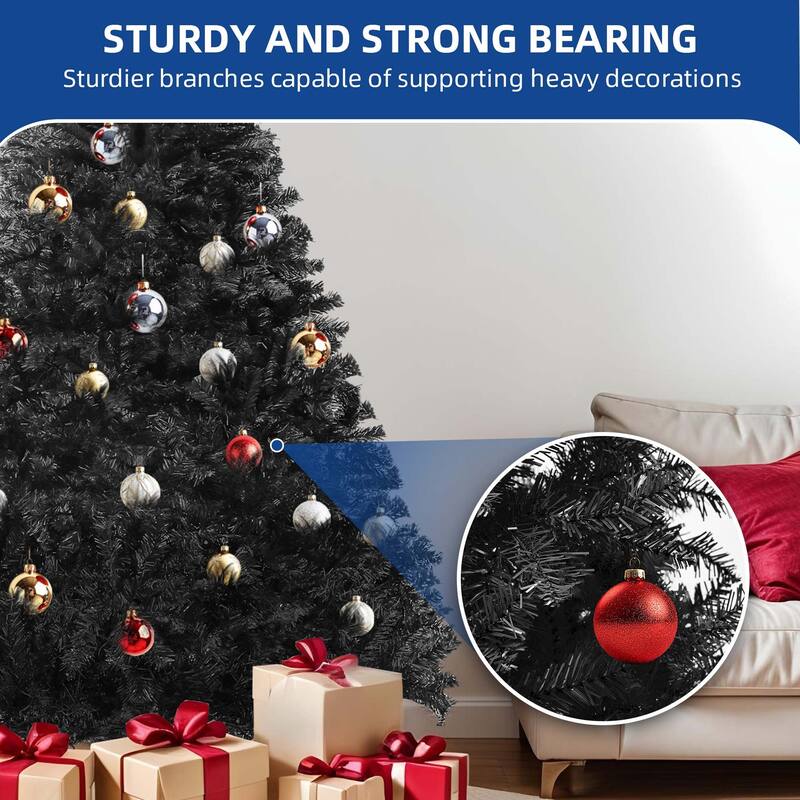 6/7.5FT Halloween Black Spruce Artificial Christmas Tree