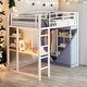 preview thumbnail 22 of 38, Twin Size Sturdy Metal Loft Bed Frame with Desk,Wardrobe