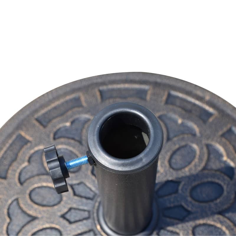 Outsunny 17" 26 lbs Round Resin Umbrella Base Stand with Beautiful Decorative Pattern & Easy Setup, for Φ1.5, Φ1.89 Pole