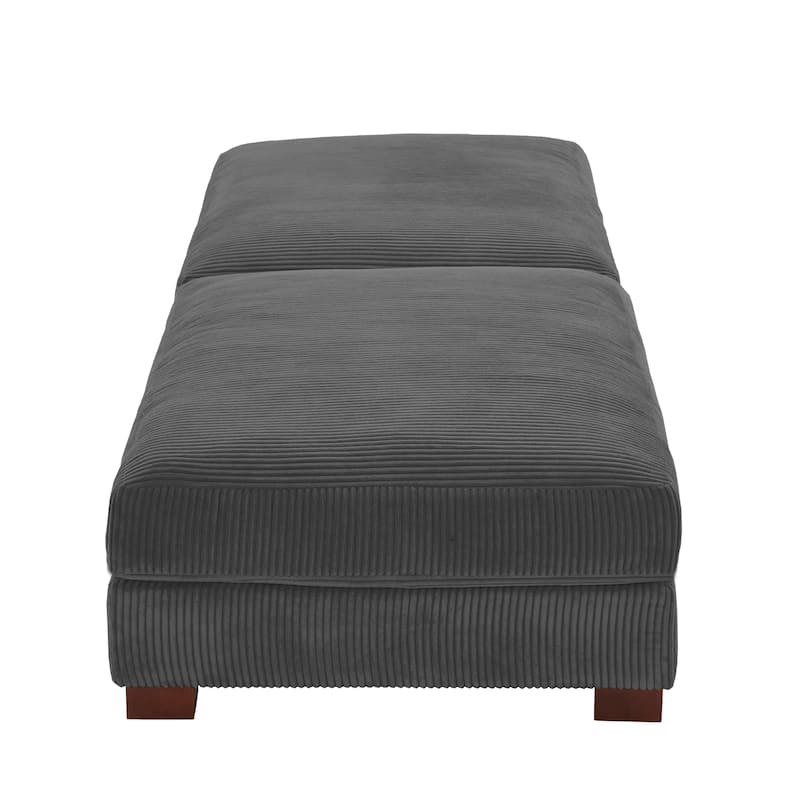 Set of 2 Upholstered Velvet Corduroy Ottoman