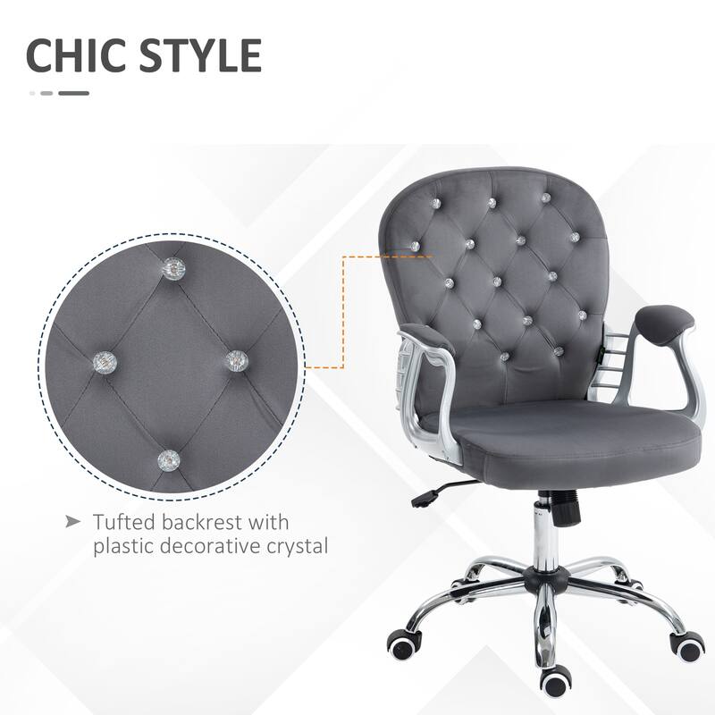 Stylish Button Tufted Upholstered Desk Chair Makeup Chair, Visitor Chair Drafting Chair with Adjustable Height