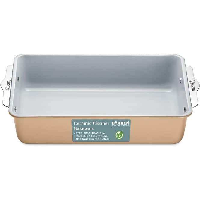 Roaster Pan - Aluminized Steel with Ceramic Non-Stick Coating - Golden