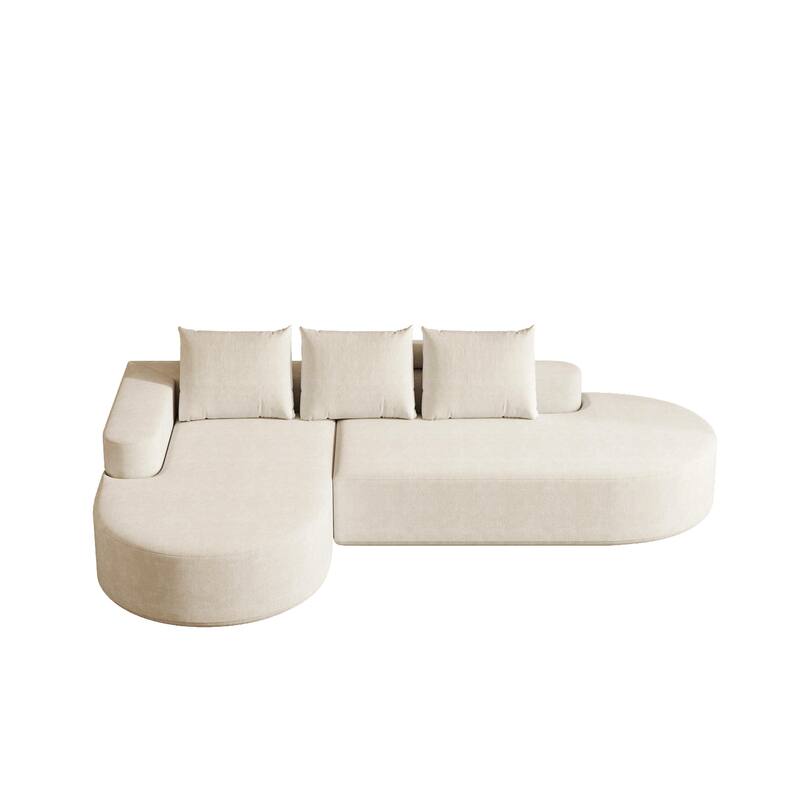 Modern Free Combination Chenille L-Shaped Sectional Sofa Couch with 3 Pillows