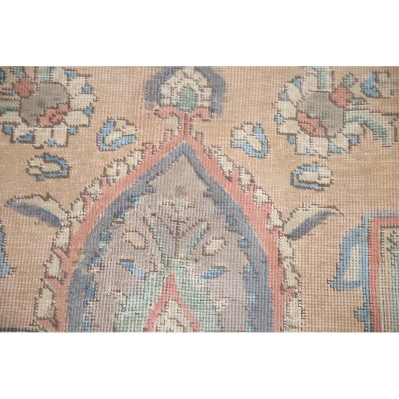 Hand Knotted Oriental 100% Wool Carpet Traditional Medallion Peach Tabriz Area Rug - 12' 8'' X 9' 8''