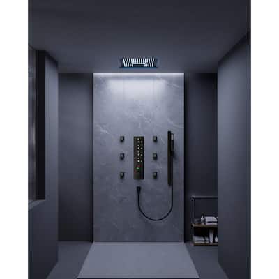 16 in LED Light Shower System Faucet Set LCD Digital Thermostatic Valve Kit Shower Head with Body Jets & Handheld Slider