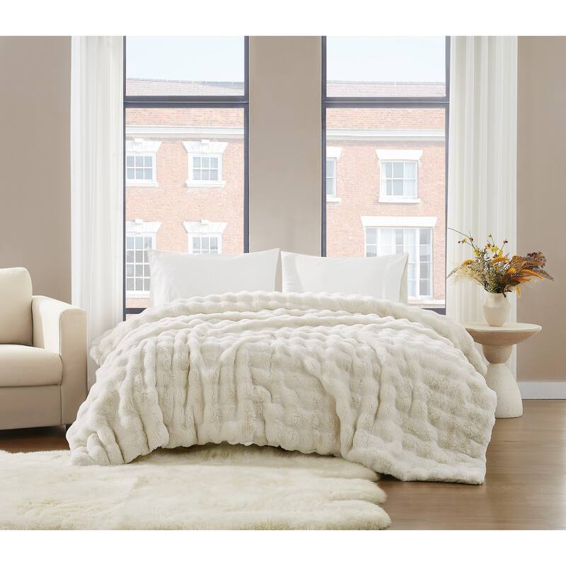 Brooklyn Loom Bubble Faux Fur Blanket and Throw