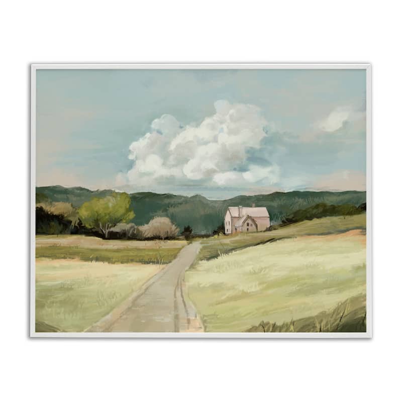 Stupell Road Leading Home Countryside Mountain Landscape Framed Giclee Texturized Art by Ziwei Li - 11 x 14 - White