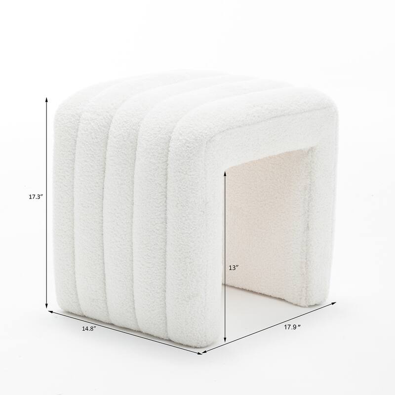 SEYNAR Modern Glam Teddy Velvet Upolstered U-Shaped Ottoman
