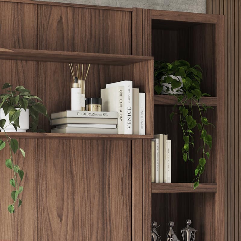 Easy-Lift Queen Murphy Wall Bed with Bookshelf