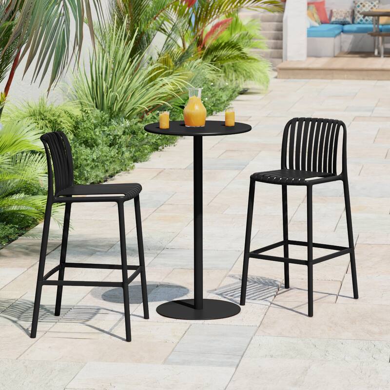 Frond and Form 2-Person Outdoor Round Dining Set Bar Height