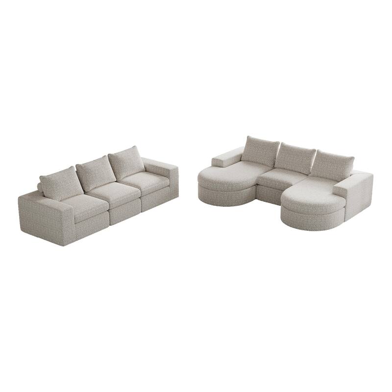 Roomfitters 99" Modern Chenille Cloud Curved Sectional Sofa with Chaise, L-Shaped Couch, for Living Room or Apartment
