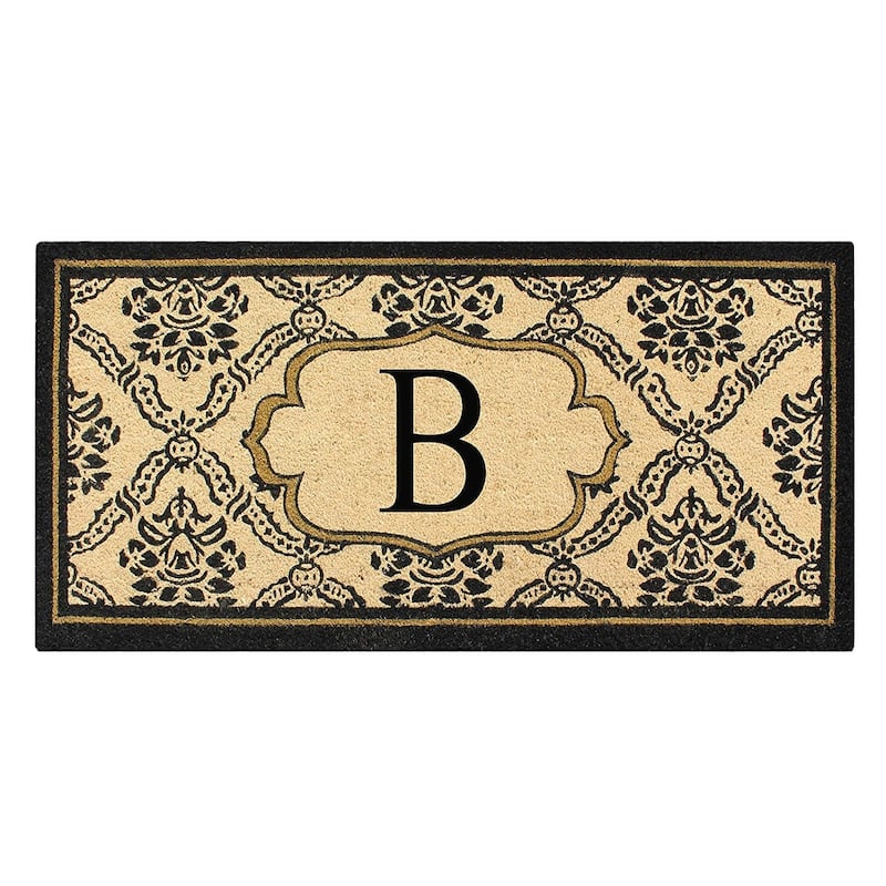 A1HC Uriel Treated Coir Monogrammed Entry Double Door Mat 30"x 60" - B
