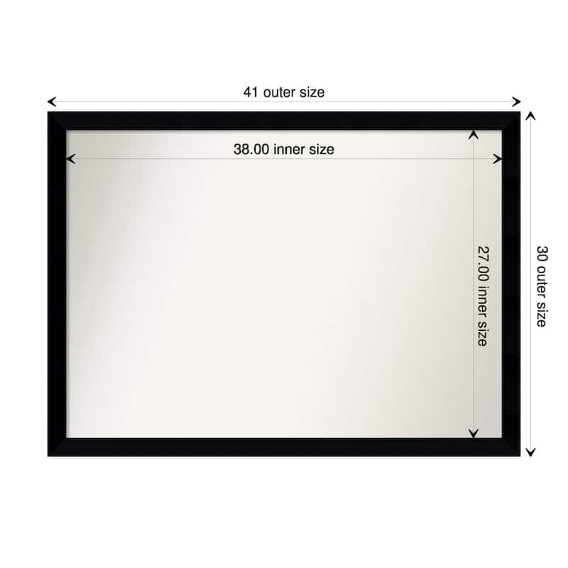 Non-Beveled Wood Bathroom Wall Mirror - Black Museum Frame - Black Museum - 41 x 30 in