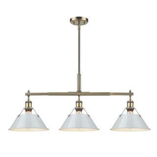 Yep by Golden Lighting Orwell 3-light Island Light in Aged Brass and Dusky Blue shade - Gold