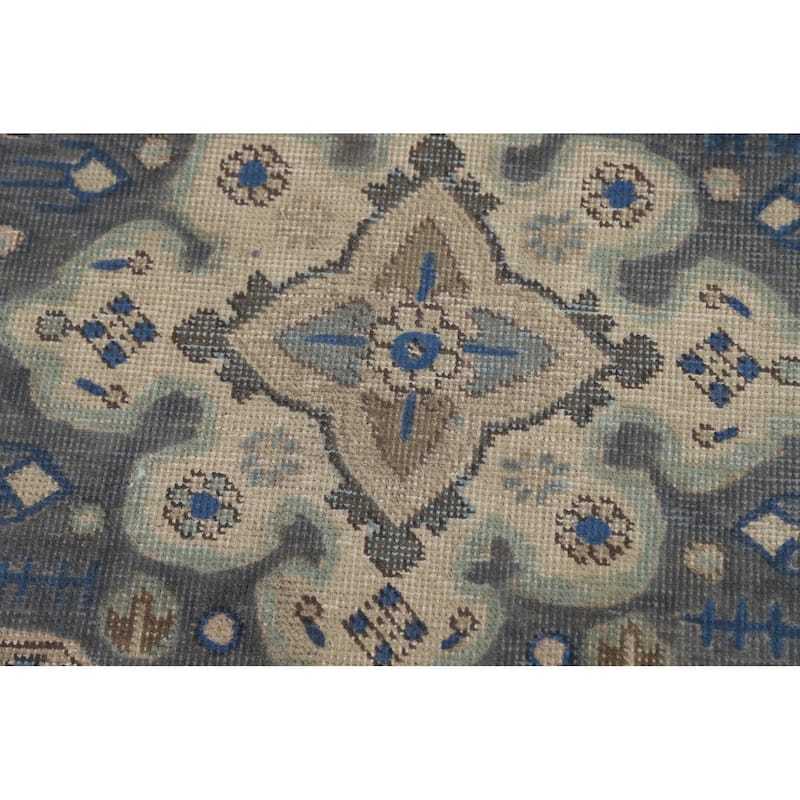 Tabriz Persian Area Rug Handmade Geometric Blue Wool Carpet - 8'0"x 11'0"
