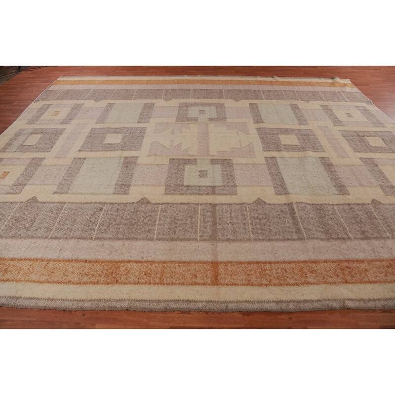 Hand Woven Oriental 100% Jute Carpet Southwestern Modern Multi-Colored Kilim Area Rug - 13' 1'' X 10' 8''