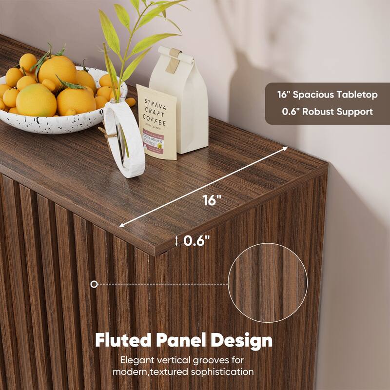 Pocassy 63" Buffet Cabinet with Storage 4 Fluted Doors