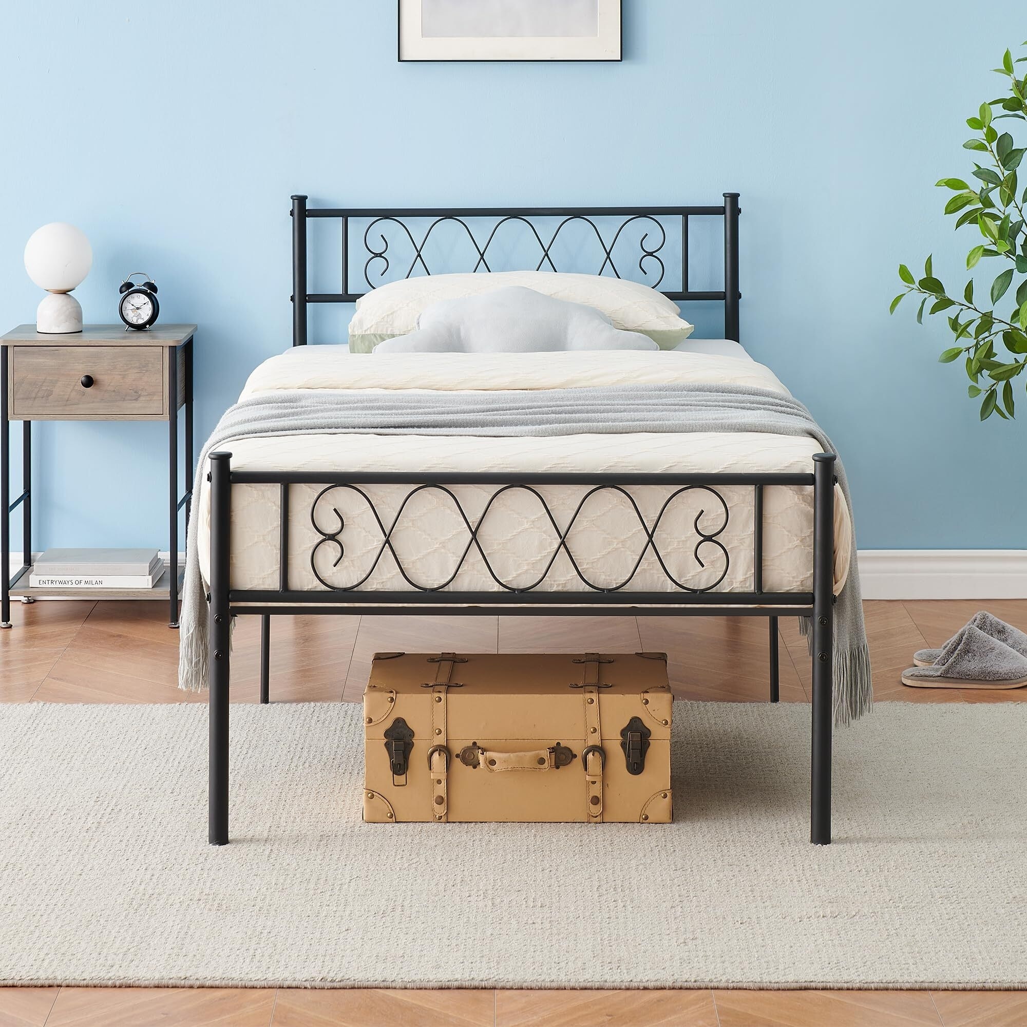 Metal Platform Bed Frame with Headboard and Footboard - Bed