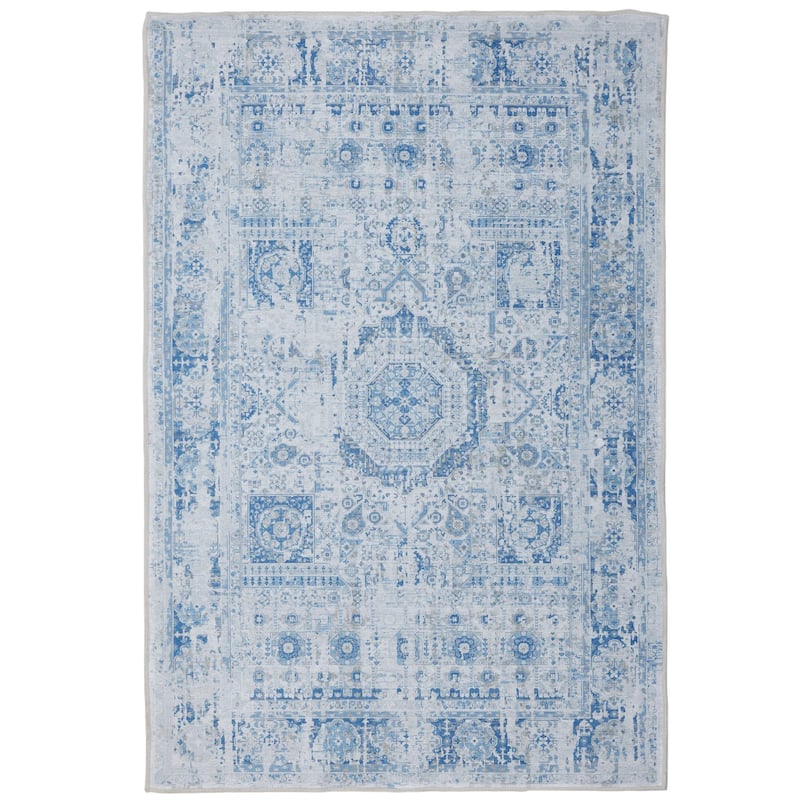 Washable Non-Slip Area Rug,Stain Resistant Low-Pile Carpet,2X3 - 2' x 3' Oval - Blue