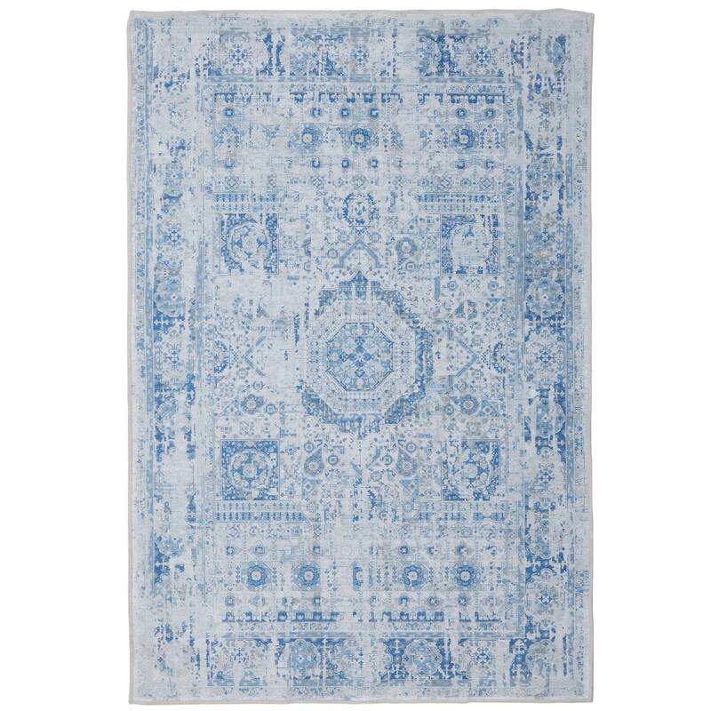 Washable Non-Slip Area Rug,Stain Resistant Low-Pile Carpet,8X10 - 8' X 10' - Blue