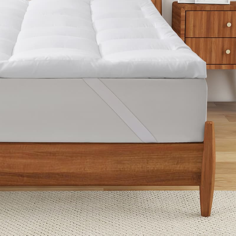 3"& 4" Ultra Thickness Fitted Down Alternative Fiber Mattress Topper with Elastic Deep Strape