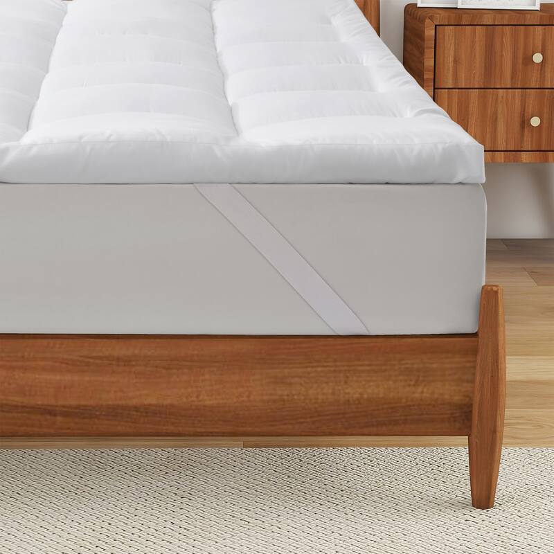 3"& 4" Ultra Thickness Fitted Down Alternative Fiber Mattress Topper with Elastic Deep Strape