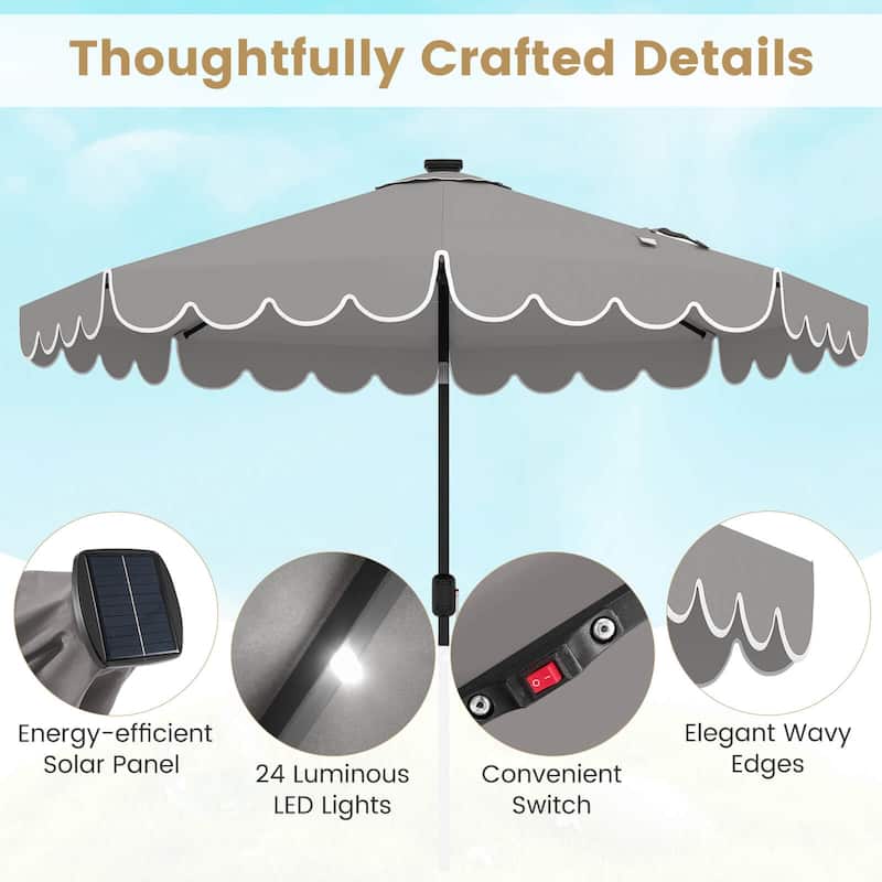 Costway 9.3 FT Solar Patio Umbrella Outdoor Market Sunshade with 24 - See Details
