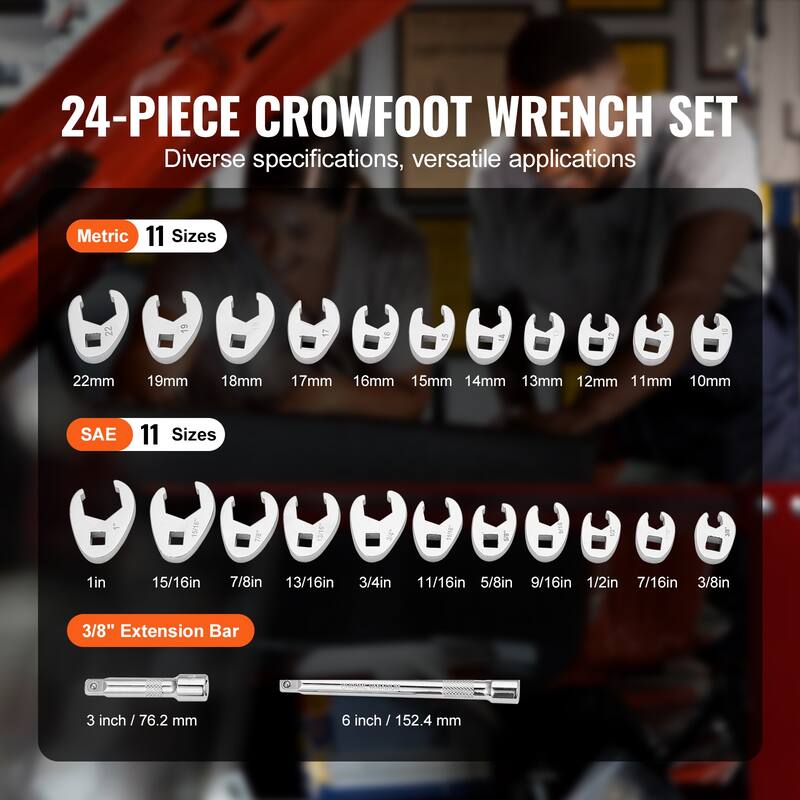 Drive Crowfoot Wrench Set Crows Foot Wrench Set, CR-MO Steel Crowfoot Wrench Set, with EVA Tool Organizer
