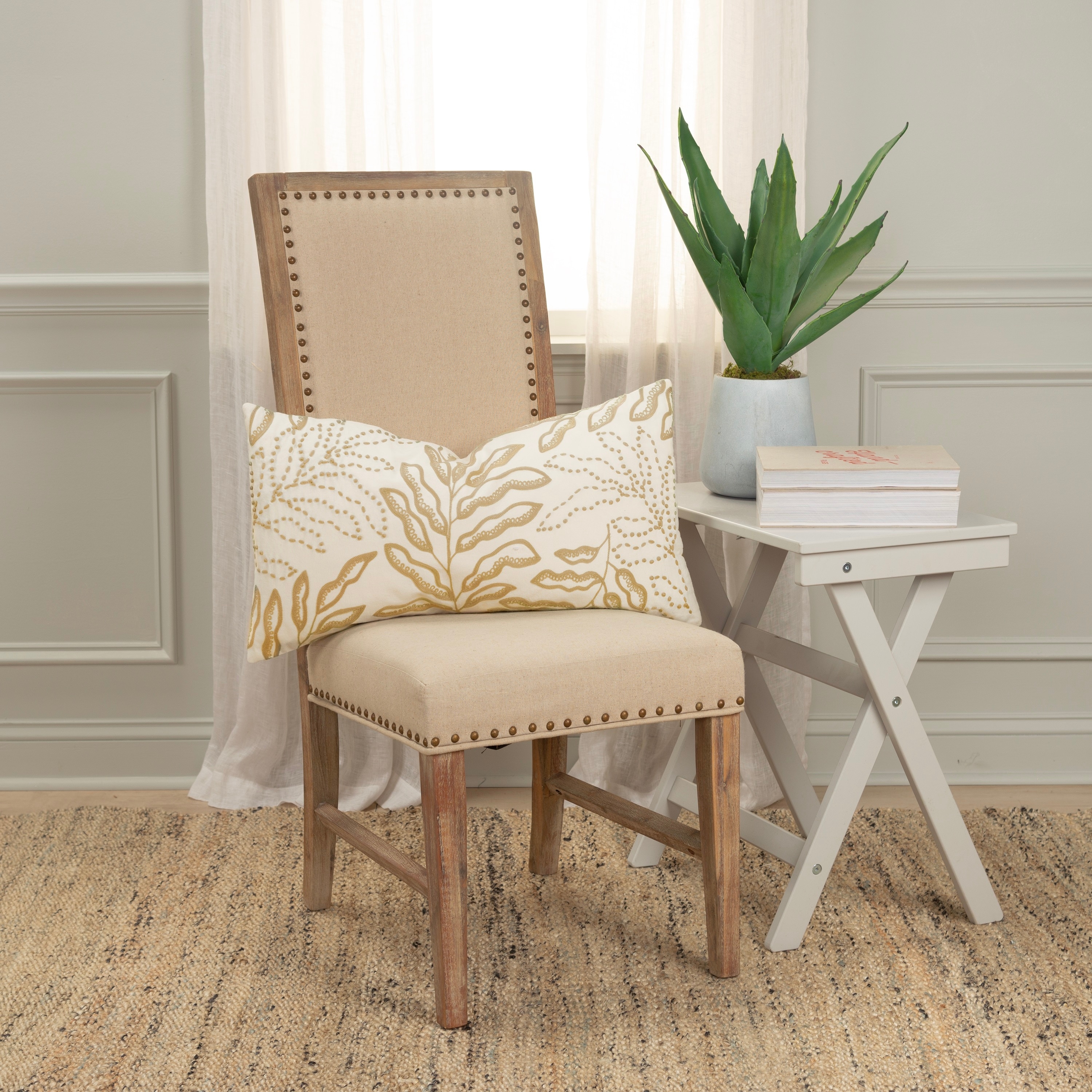 Rizzy Home Traditional Ivory Pillow Cover - 14"x26"