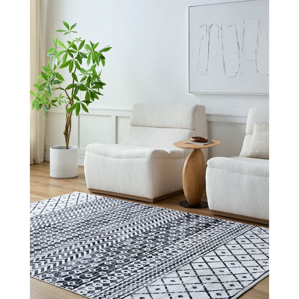 Livabliss Scandinavian Lavable Diamond Washable Area Rug