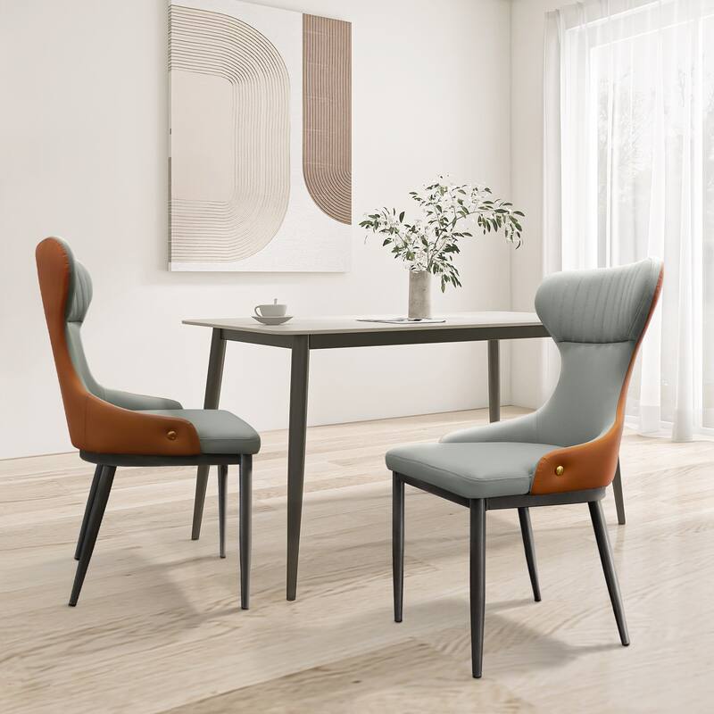 Hello Laura Modern Wingback Gray Dining Chairs - Comfortable Tufted Back (Set of 2) - N/A