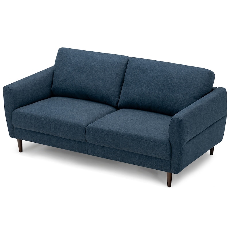 Gymax 72'' Fabric Sofa Couch Living Room Small Apartment Furniture w/ - Blue