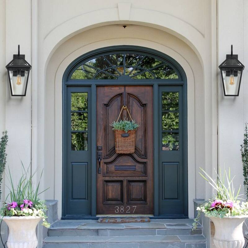 Outdoor Black Wall Lantern Sconce Light